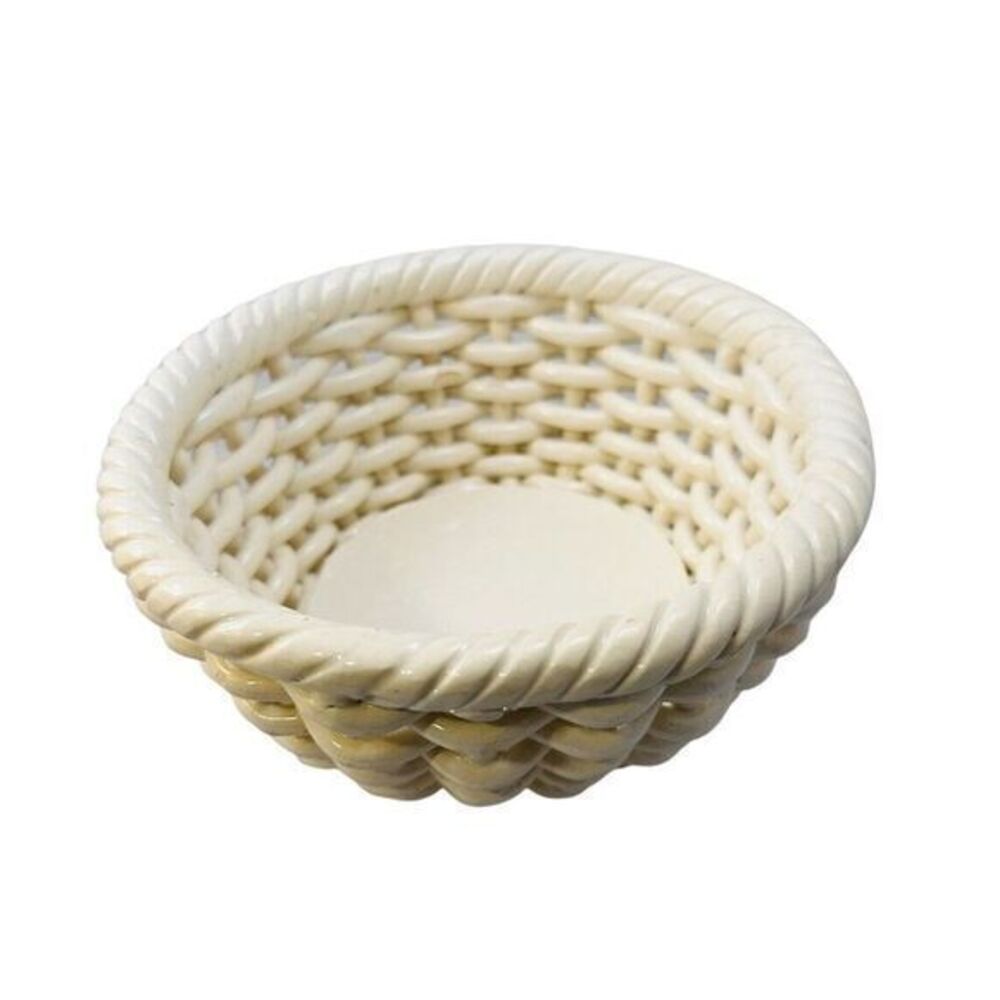 Vintage Decor White Basket Weave Lattice Bowl Made in Spain By Hispania CH - Picture 2 of 12